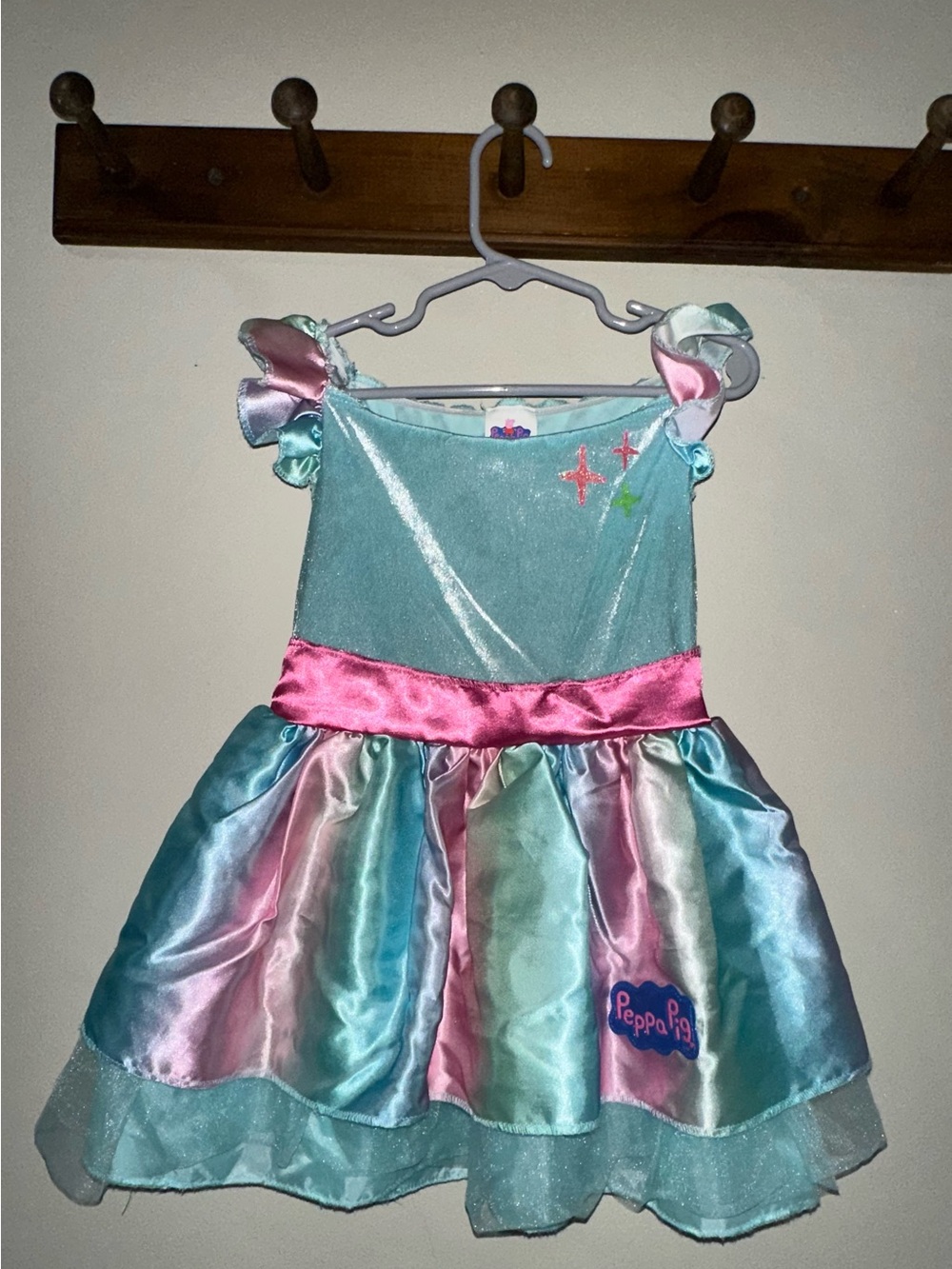 Peppa Pig. Aqua & Pink Satin dress